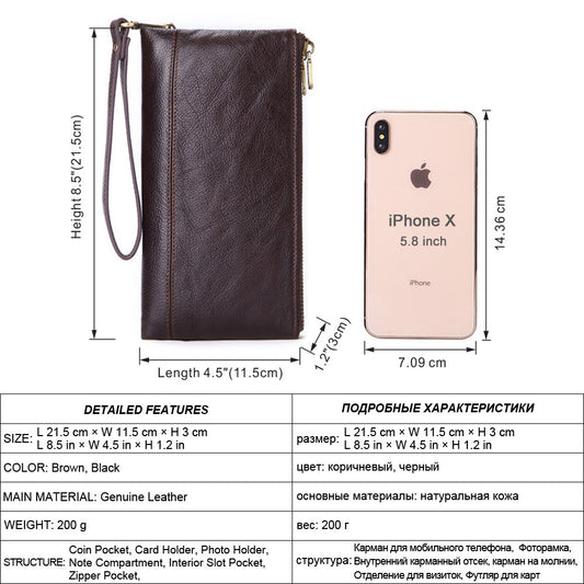 Men's Long Oil Wax First Layer Cowhide Bags