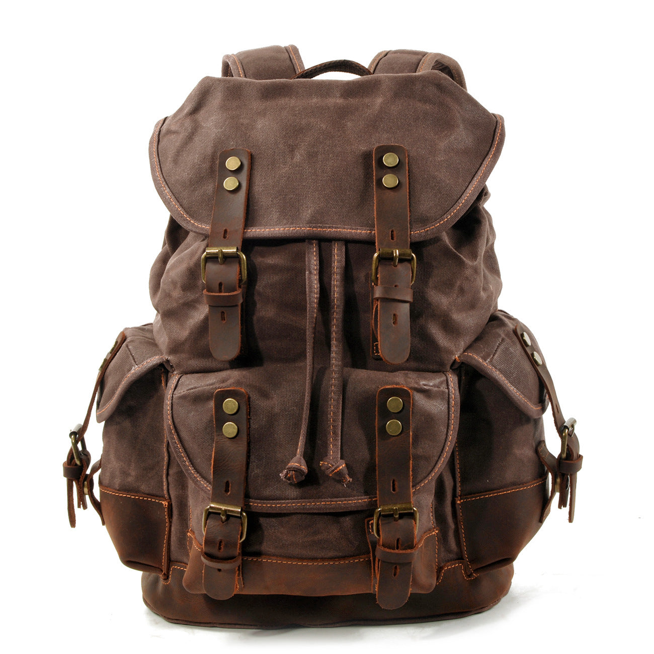 Men's Classic Engraved Pepper Salt Retro Canvas Leather Backpacks