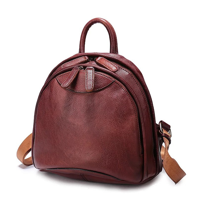 Women's Vintage Leather Packet Fashionable First Layer Backpacks