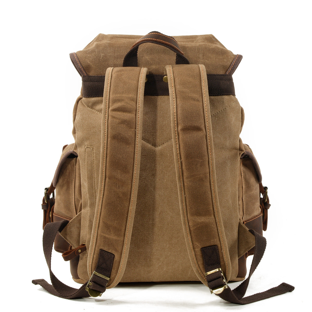 Men's Classic Engraved Pepper Salt Retro Canvas Leather Backpacks