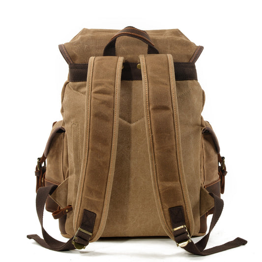 Men's Classic Engraved Pepper Salt Retro Canvas Leather Backpacks