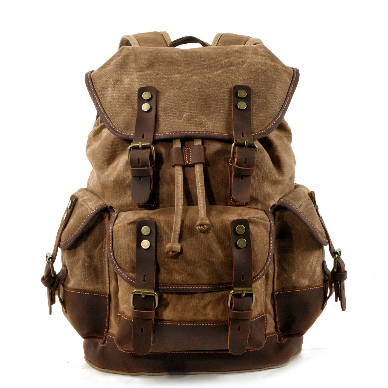 Men's Classic Engraved Pepper Salt Retro Canvas Leather Backpacks