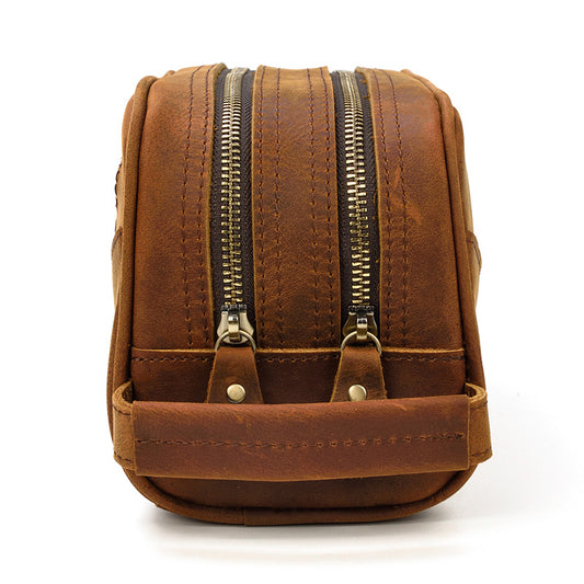 Men's Leather Toiletry Vintage Crazy Horse Storage Handbags
