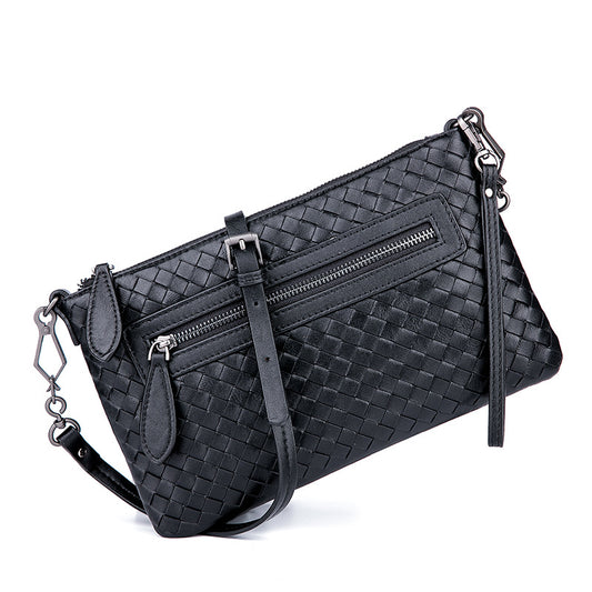 Women's Trendy Genuine Leather Fashion Clutch Hand-woven Handbags