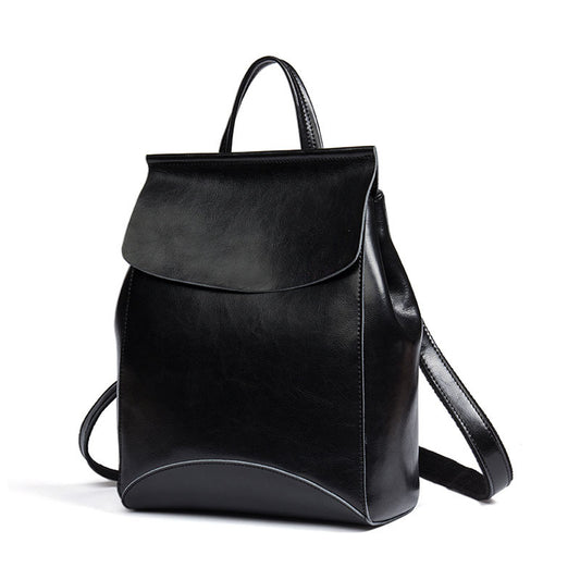 Women's Summer Genuine Leather Fan Portable Join Backpacks