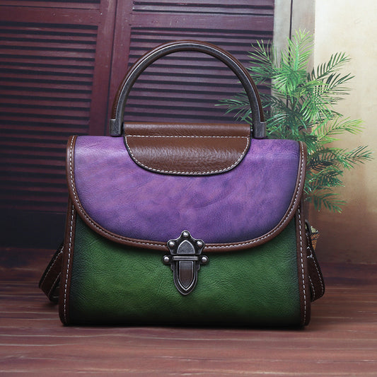 Women's First Layer Cowhide Mini Artificial Brush Shoulder Bags