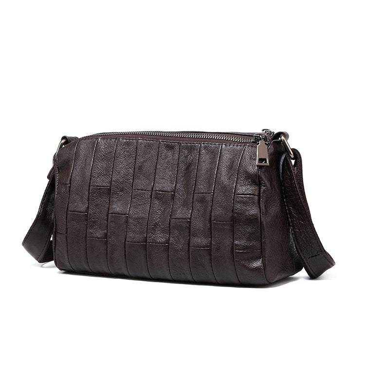 Women's Genuine Leather Double Layer Zipper Direct Crossbody Bags