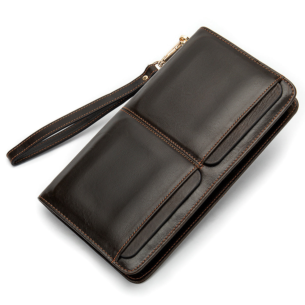 Men's Business Double Pocket Long Multiple Slots Men's Handbags
