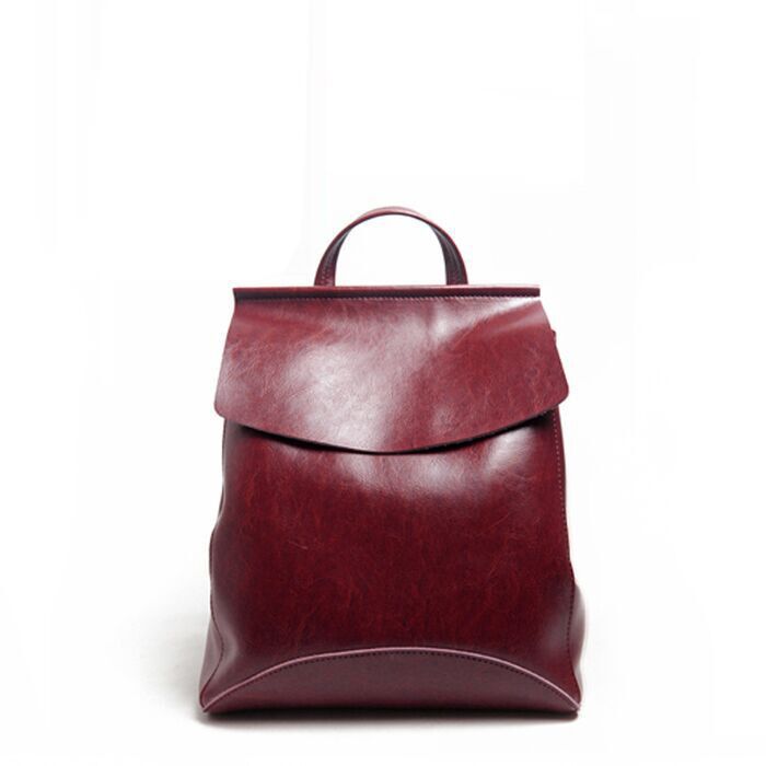 Women's Summer Genuine Leather Fan Portable Join Backpacks