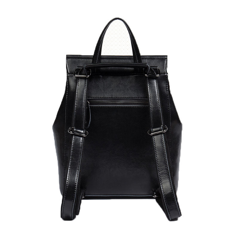 Women's Summer Genuine Leather Fan Portable Join Backpacks