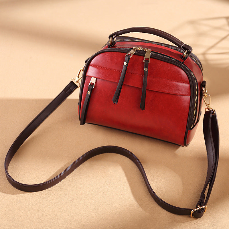 Women's Korean Style Retro Poor Oil Wax Shoulder Bags
