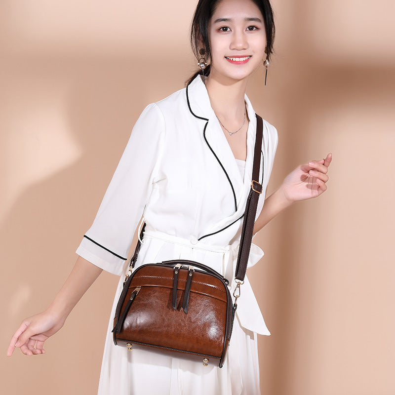 Women's Korean Style Retro Poor Oil Wax Shoulder Bags