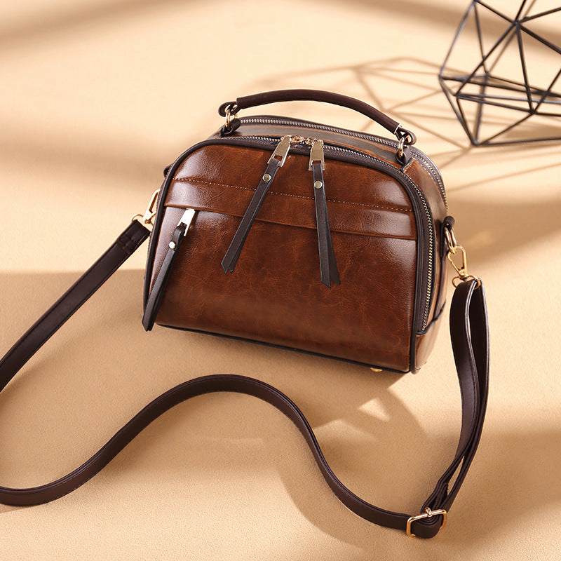 Women's Korean Style Retro Poor Oil Wax Shoulder Bags