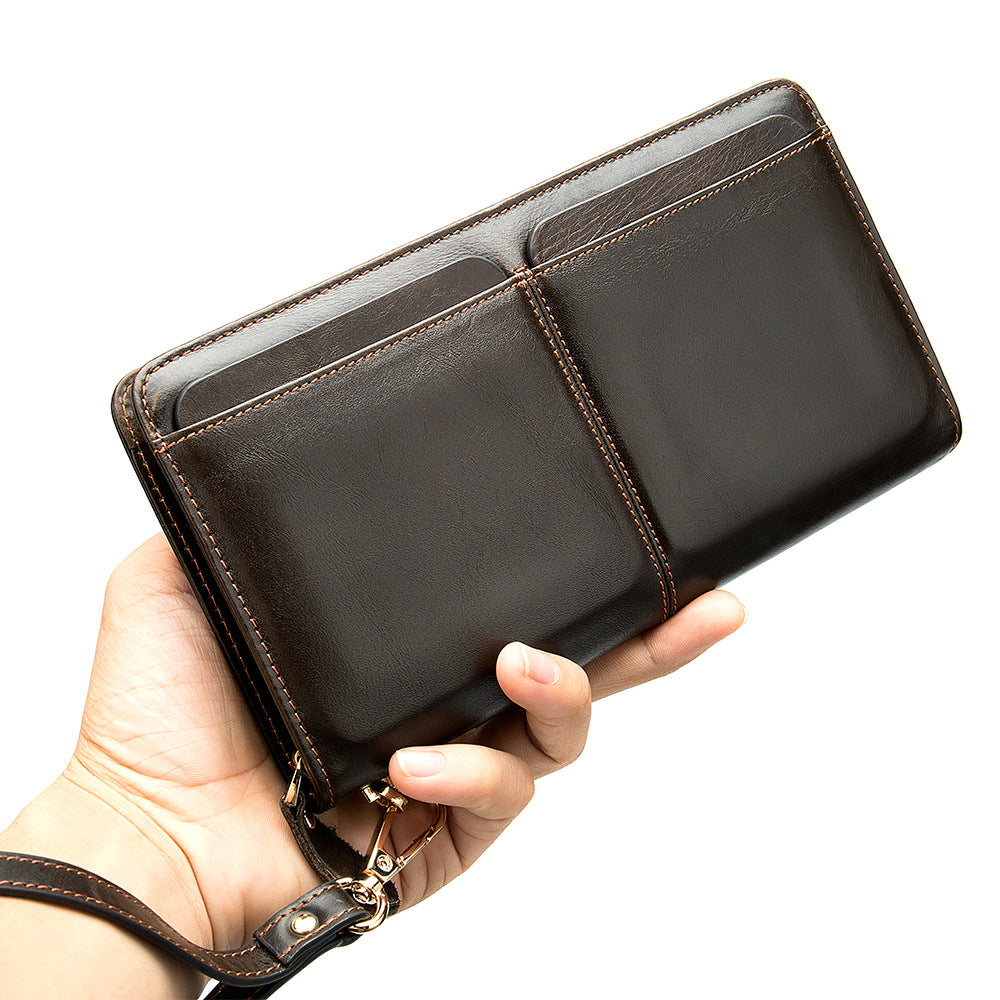Men's Business Double Pocket Long Multiple Slots Men's Handbags