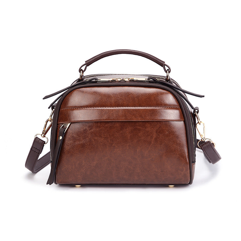 Women's Korean Style Retro Poor Oil Wax Shoulder Bags