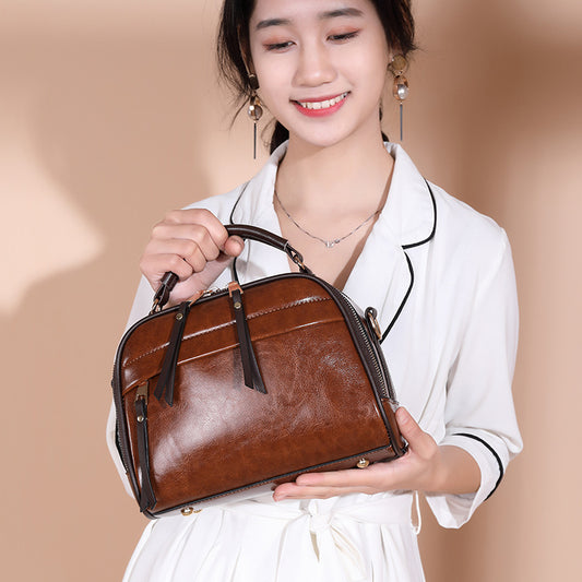 Women's Korean Style Retro Poor Oil Wax Shoulder Bags