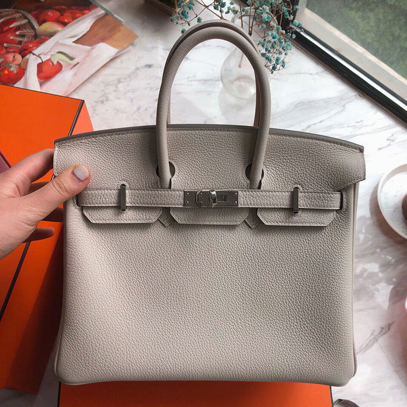 Women's Layer Cowhide Lychee Pattern Crocodile Portable Handbags