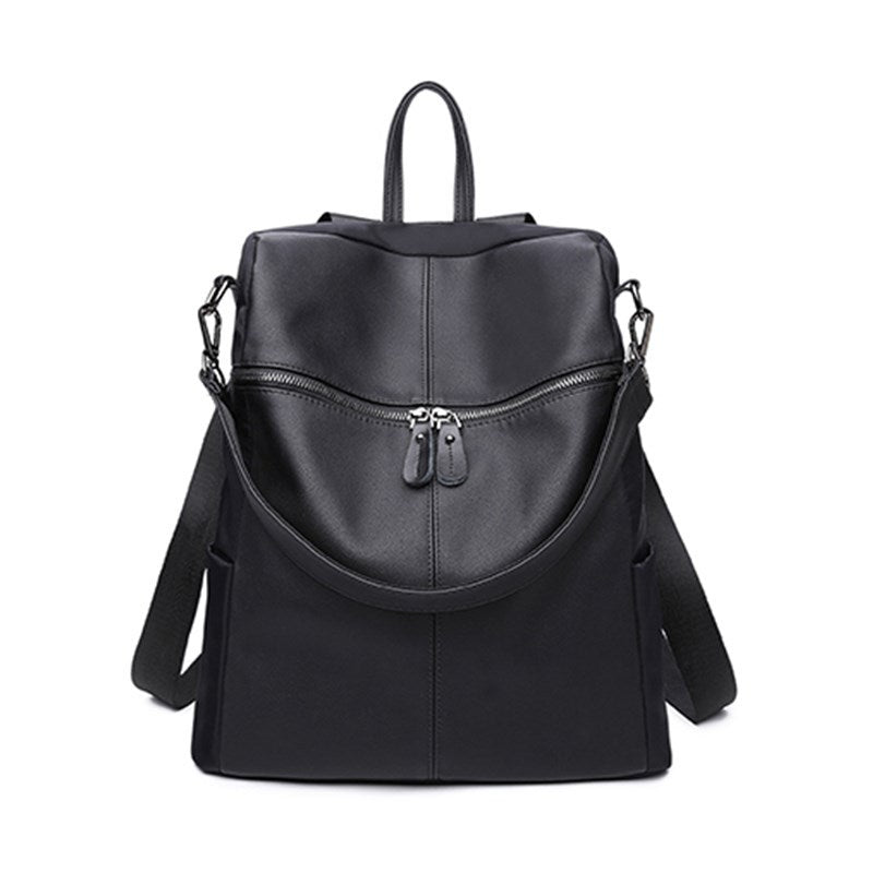 Women's Cloth With Leather Korean Style Simple Versatile Backpacks