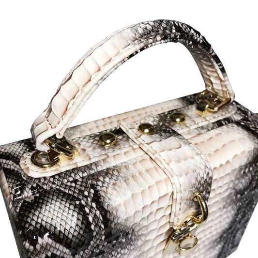 Women's Popular Python Print Leather Box Crossbody Bags