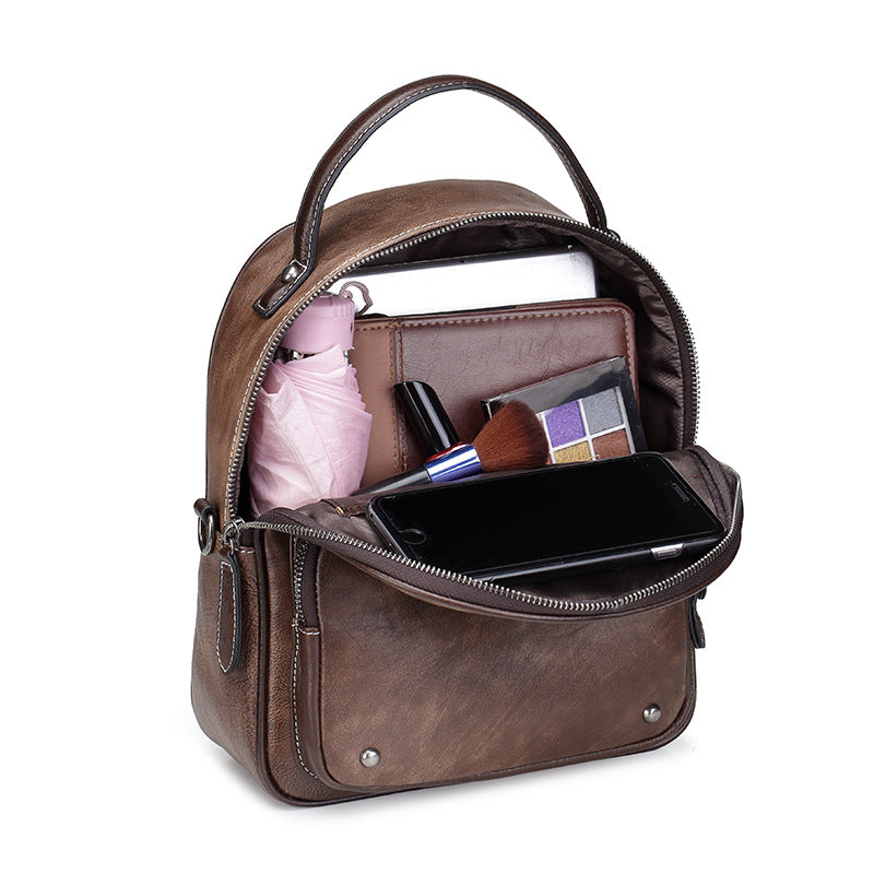 Women's First Layer Cowhide Retro Genuine Leather Backpacks