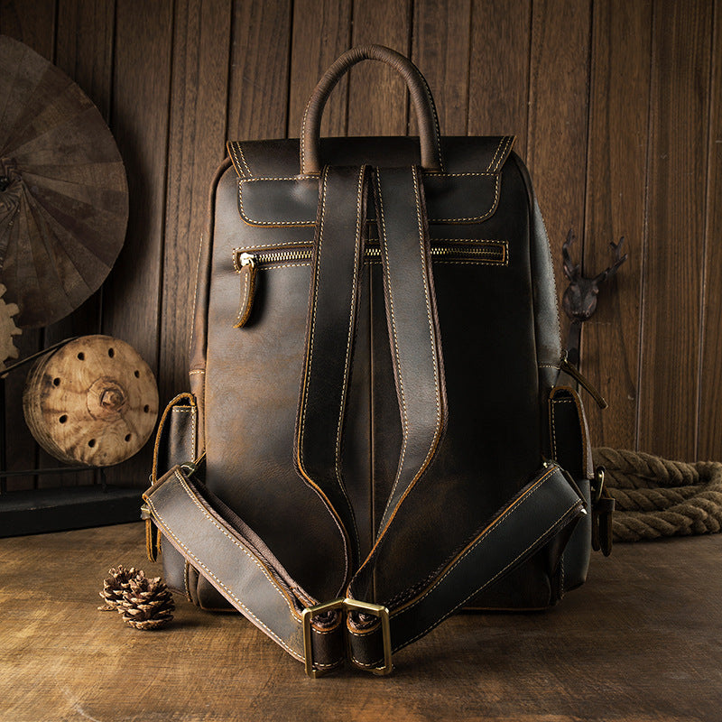 Women's & Men's & Cowhide Vintage Trendy Unique Leisure Backpacks
