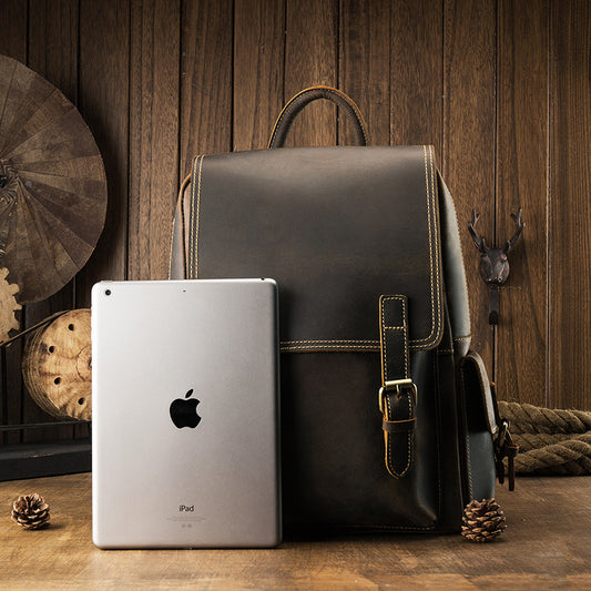 Women's & Men's & Cowhide Vintage Trendy Unique Leisure Backpacks