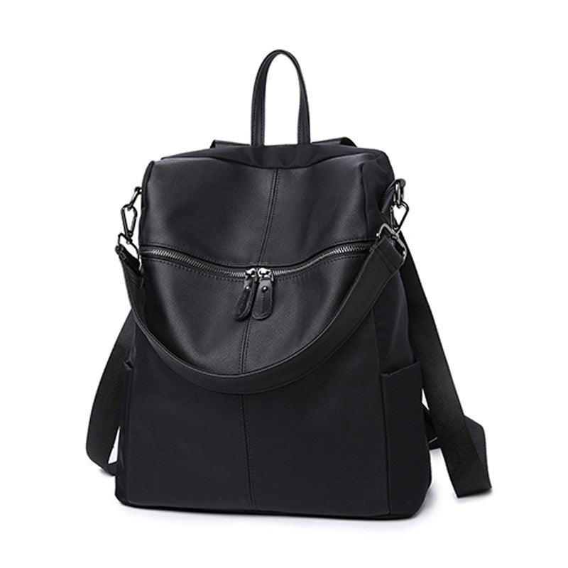 Women's Cloth With Leather Korean Style Simple Versatile Backpacks