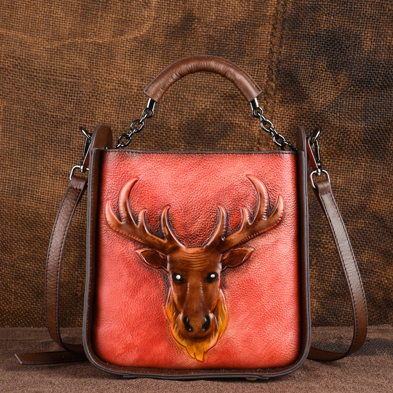 Women's First Layer Cowhide Leather Retro Fashion Handbags