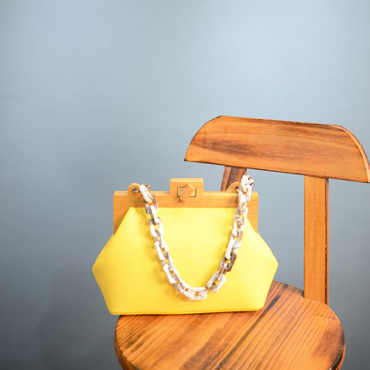 Women's Fashion Underarm Niche Wood Clip Chain Crossbody Bags