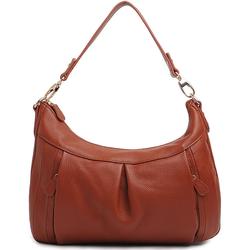 Women's Style Fashionable Pleated Portable Top Layer Shoulder Bags