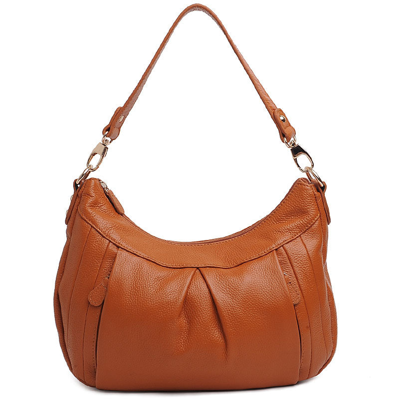 Women's Style Fashionable Pleated Portable Top Layer Shoulder Bags