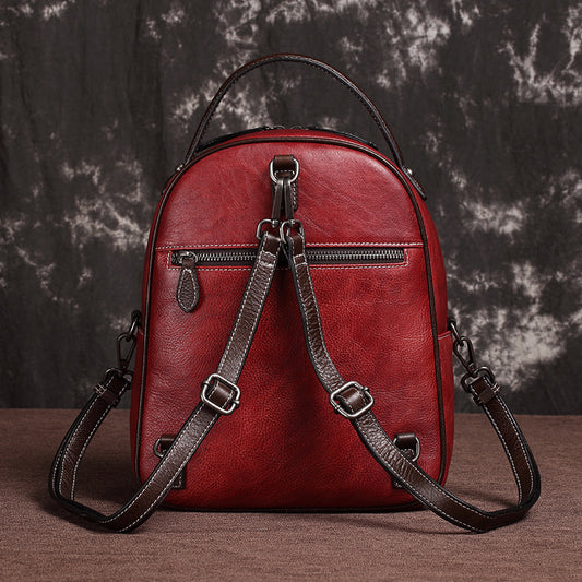 Women's First Layer Cowhide Retro Genuine Leather Backpacks