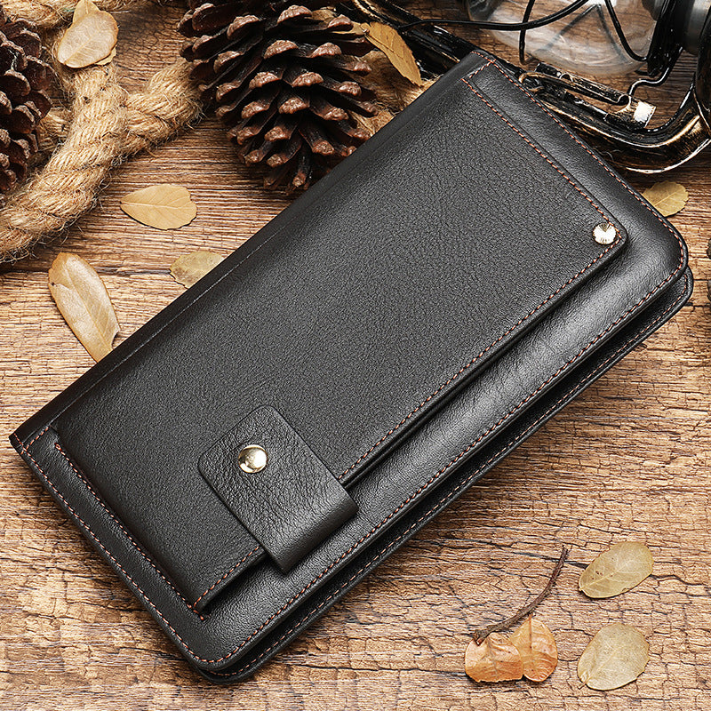 Men's Leather Vintage Clutch Long Cowhide Zipper Men's Wallets