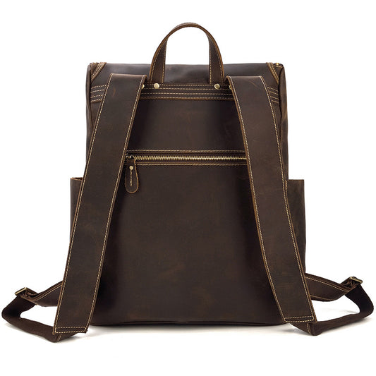 Men's Beautiful Leather Crazy Horse Cowhide Backpacks
