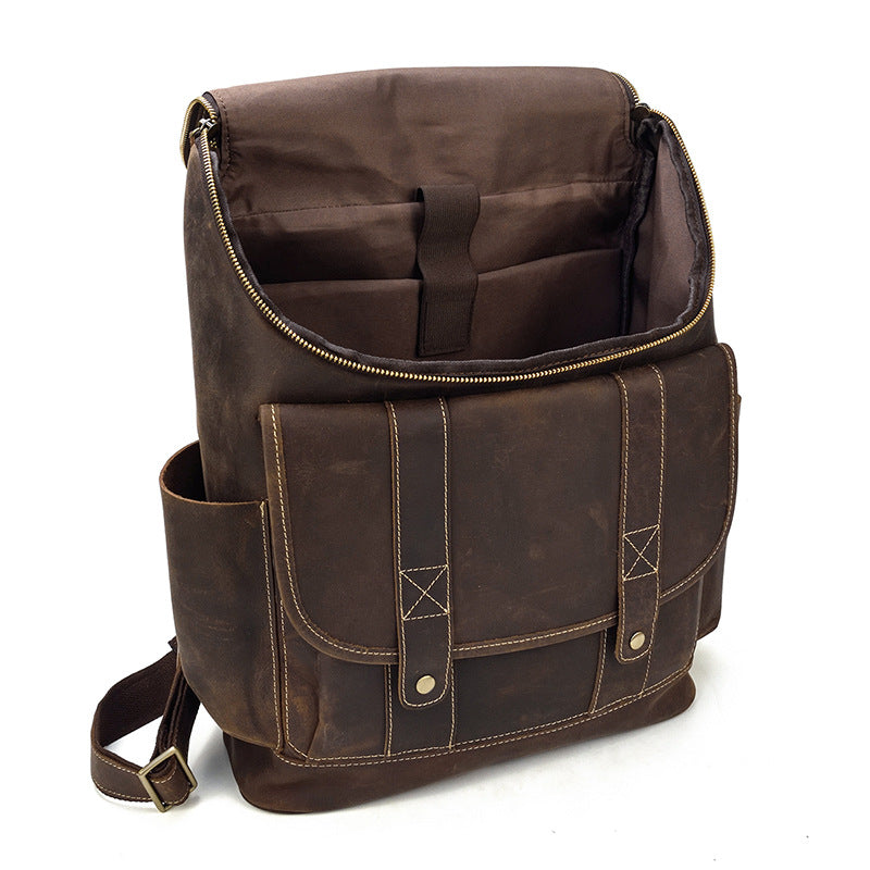 Men's Beautiful Leather Crazy Horse Cowhide Backpacks