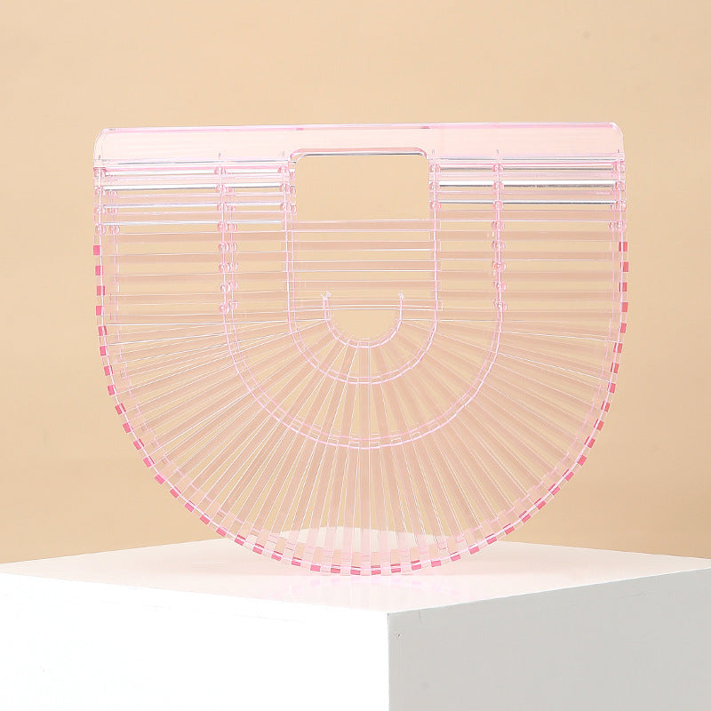 Women's Acrylic Hand-knitted Creative Basket Clutch Striped Evening Bags