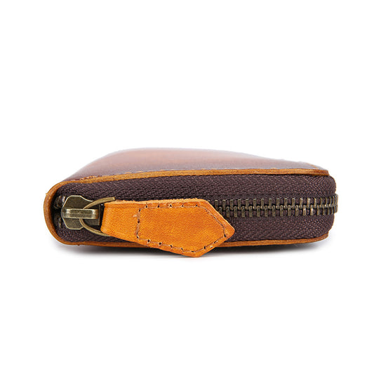 Men's Handmade Retro Brushed Gradient Color Long Men's Wallets