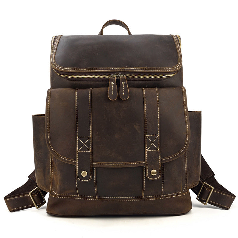Men's Beautiful Leather Crazy Horse Cowhide Backpacks