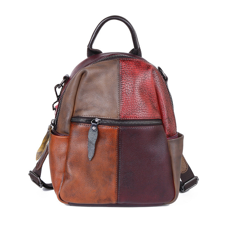 Broadcast First Layer Cowhide Contrast Color Backpacks