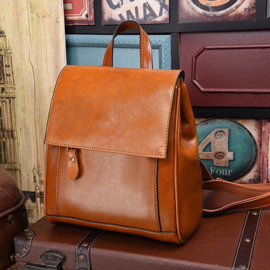 Women's Soft Leather Genuine Fashion Large Capacity Backpacks