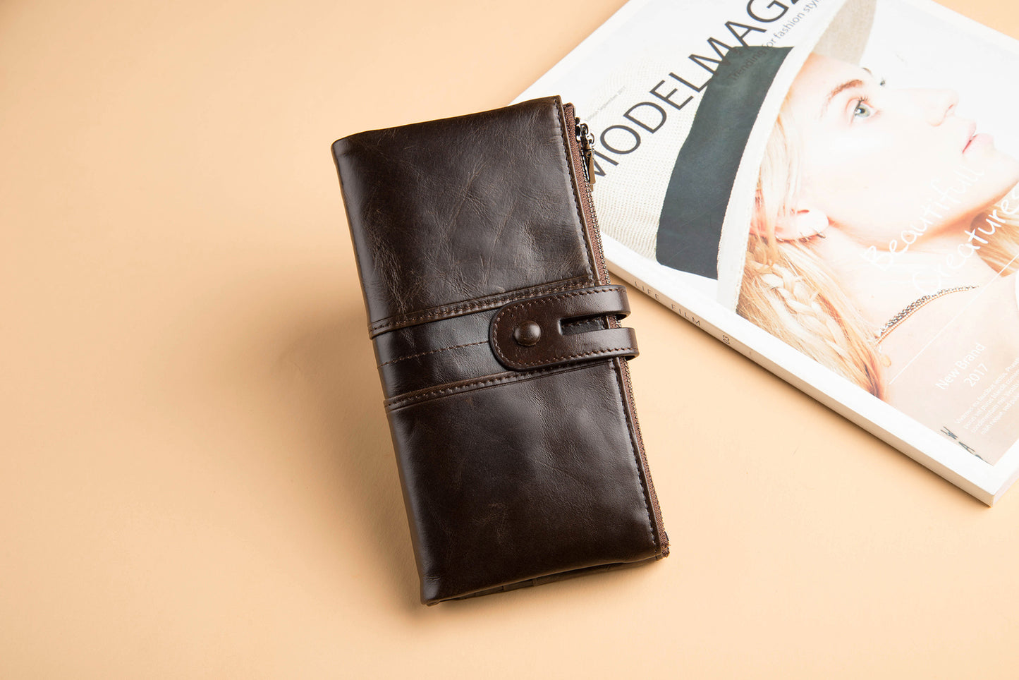 Women's Fashion Cowhide Long First Layer Clutch Ladies Wallets