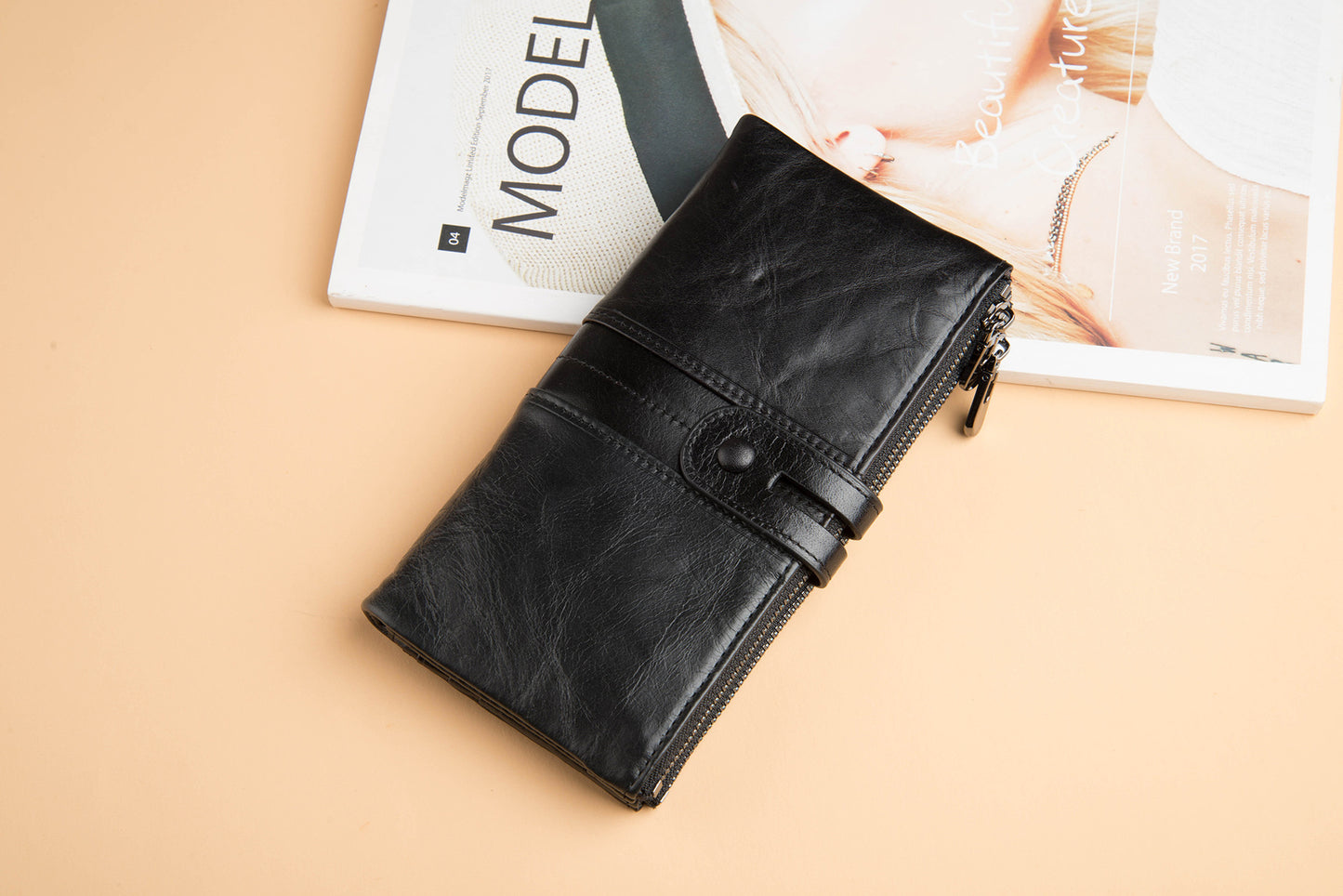 Women's Fashion Cowhide Long First Layer Clutch Ladies Wallets