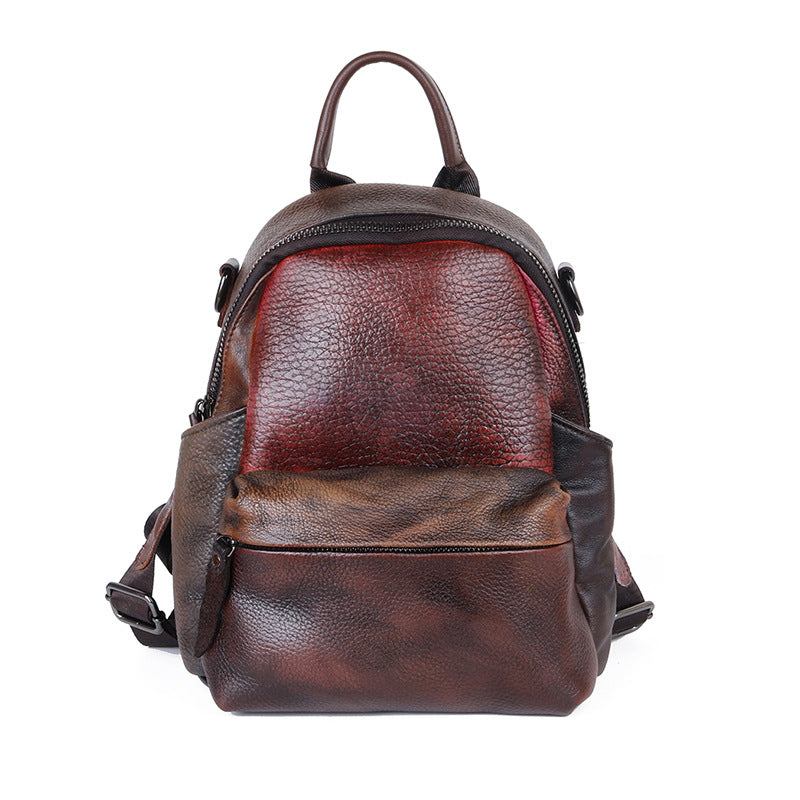 Broadcast First Layer Cowhide Contrast Color Backpacks