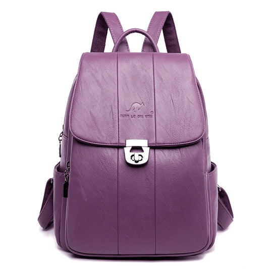 Slouchy Cool Cowhide Preppy Style Leisure Backpacks