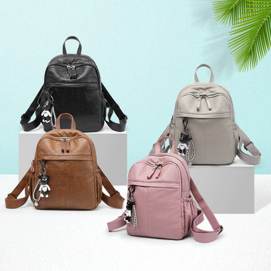 Korean Style Soft Leather Simple Trendy Backpacks