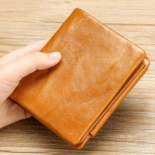 Men's Multifunctional Retro Oil Wax Skin Genuine Men's Wallets