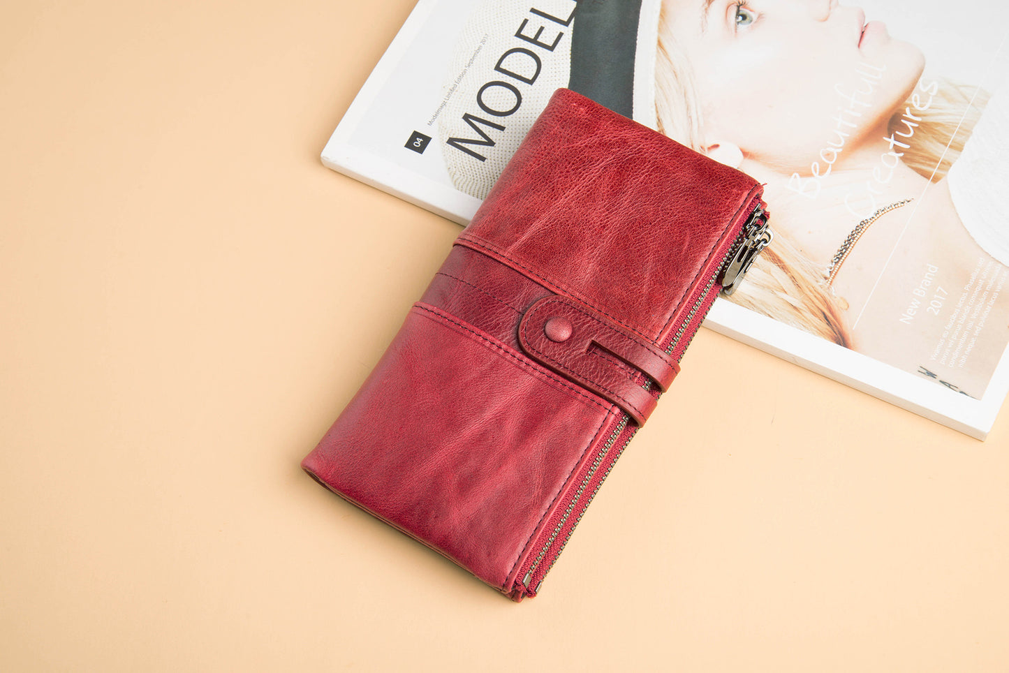 Women's Fashion Cowhide Long First Layer Clutch Ladies Wallets