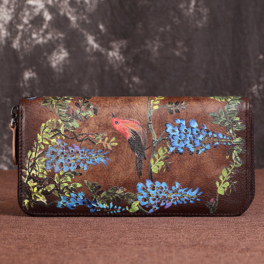 Women's Long Single Zipper Retro Large Capacity Ladies Wallets