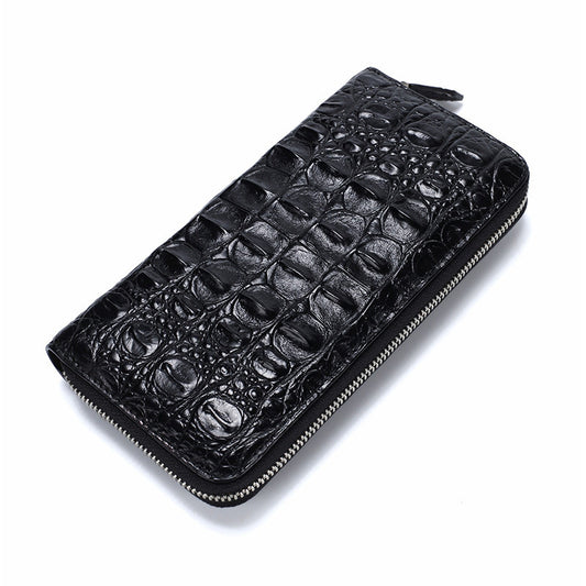 Men's Siamese Crocodile Fish Leather Clutch Large Men's Handbags