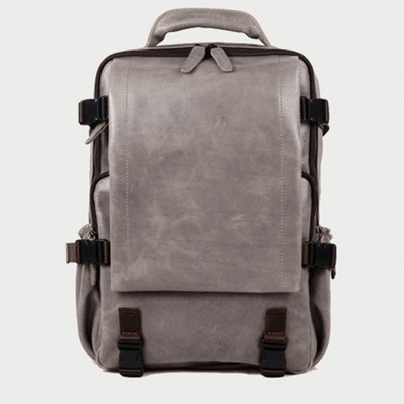 Men's Leather Fashion Personality Large Capacity Trendy Solid Backpacks